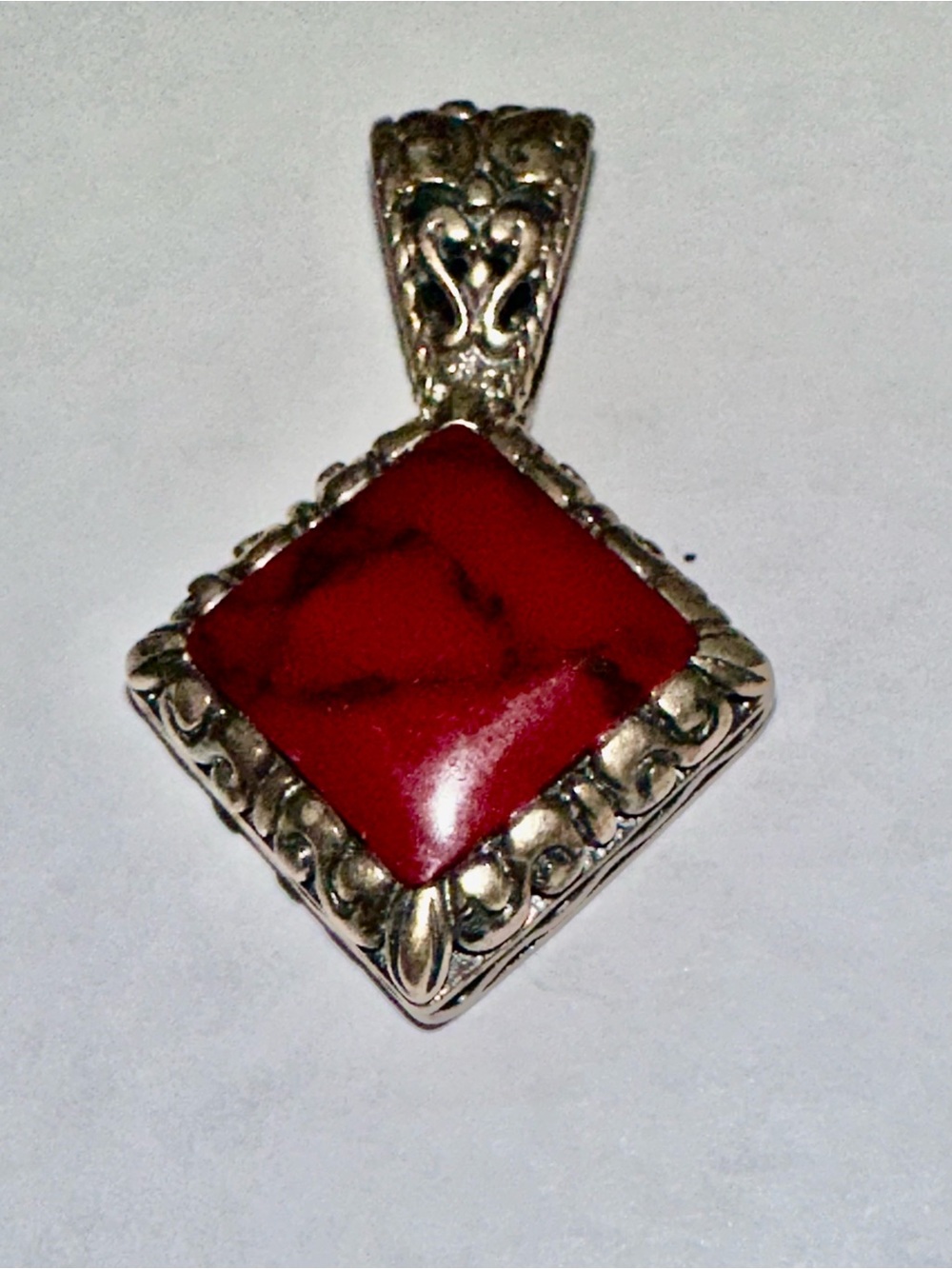 Red Coral sterling Silver Pendant